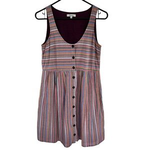 MADEWELL Scoop Neck Rainbow Striped Lined Tank Dress XXS